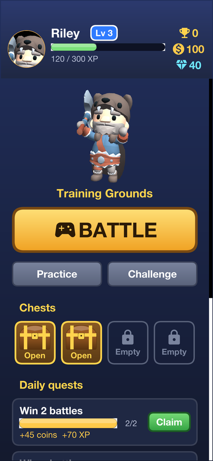 Skirmish home screen
